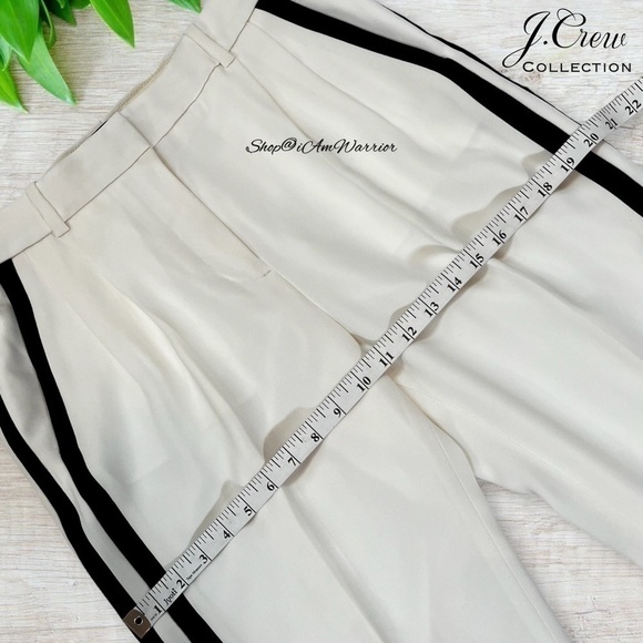 J.Crew Collection NWT ivory duo striped tuxedo draped pants - Picture 6 of 11